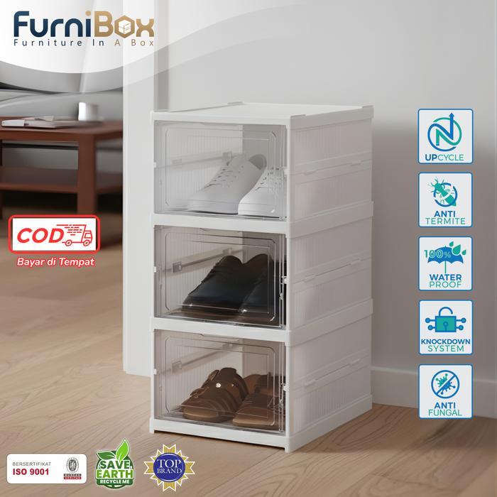 Rak Sepatu SneakerBox by FurniBox Anti Rayap, Mudah di Rakit (Tersedia 3 & 6 susun)