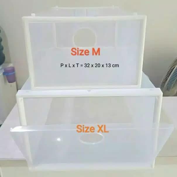 HONGTA - KOTAK SEPATU ACRYLIC BENING TRANSPARAN UKURAN XL / RAK SEPATU