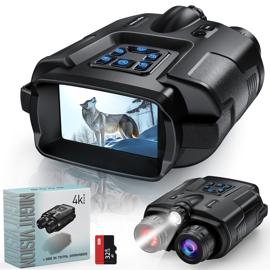 4K Night Vision Binoculars 32Gb Infrared Night Vision Goggles 3 Large Screen 8X Digital Zoom