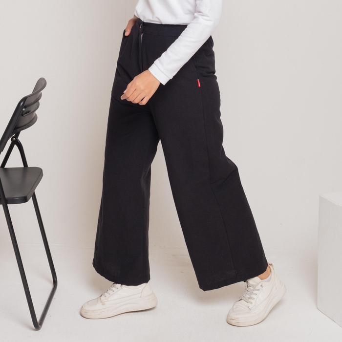 [Dauky]Celana Panjang Kulot Casual Wanita Palazo Linen Highwaits Pasti Promo