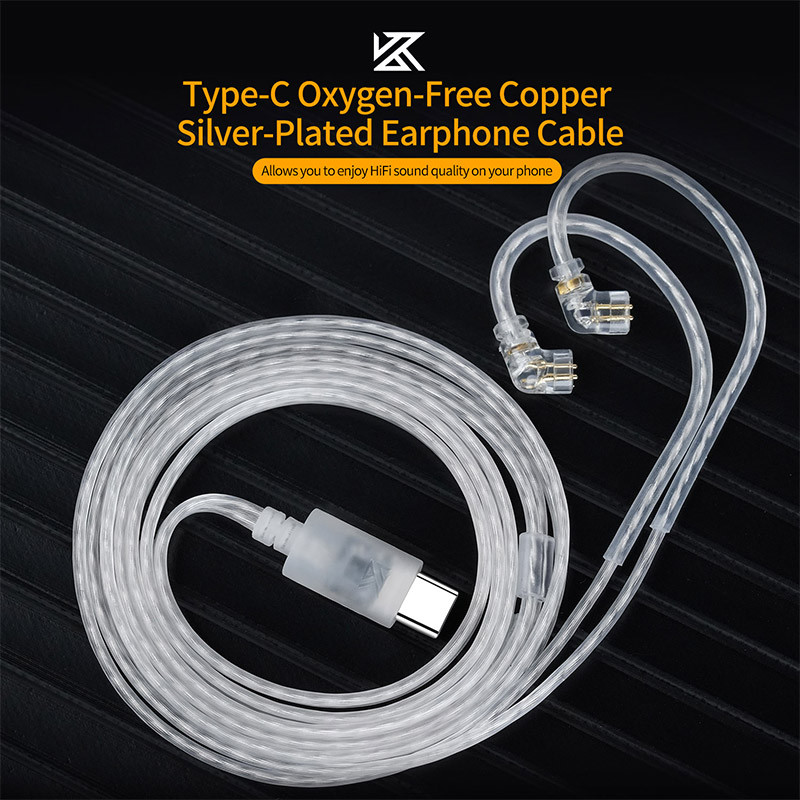 Kz Double Parallel Silver-Plated Type-C Upgrade Cable 0.75 Gold-Plated Pin Fever Copper