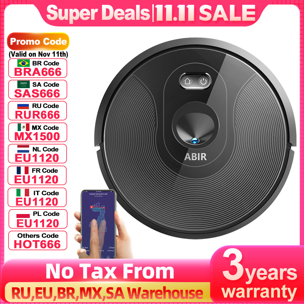 Robot Vacuum Cleaner ABIR X6 ,Visual Navigation,APP Virtual Barrier,6000PA Suction,Smart Home