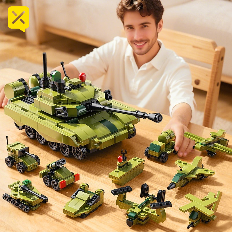 WW2 Military Building Blocks Bricks Assemble Tank Armored Vehicle Aircraft War Weapon Model Toys DIY