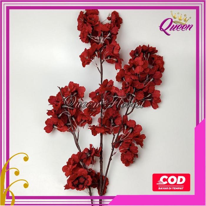 Bunga Cherry Blossom Artificial Panjang 1 Meter - Bunga Dekorasi Sakura Plastik Mei Hua Imlek