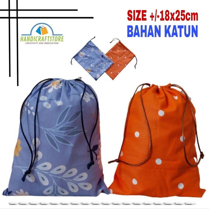 Tas Pouch Bag/Tas Serut Packaging Makeup/Pouch Serut Unik/ Tas Katun