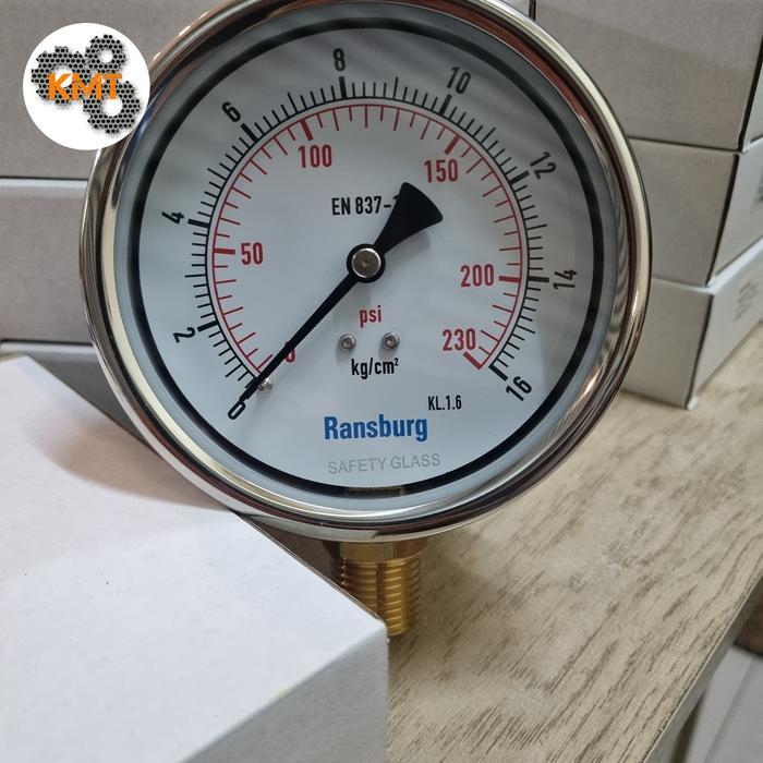 16 Bar 4Inch Pressure Gauge Ransburg Stainless