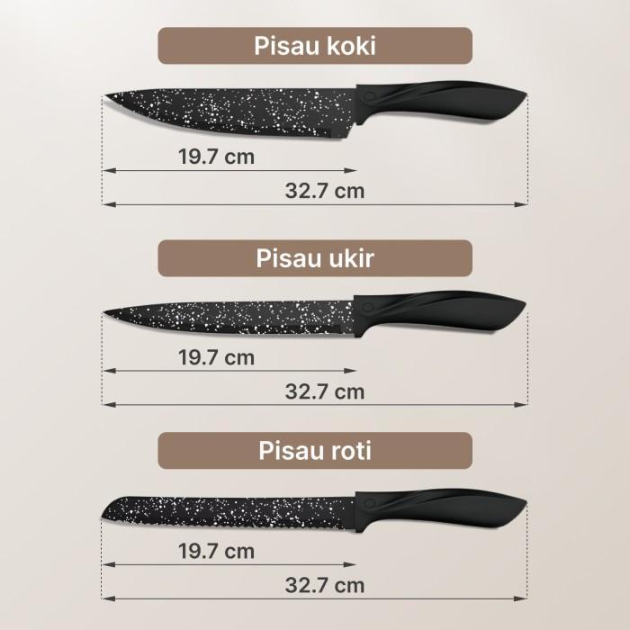 Terlaris Wowzilla Pisau Dapur Set 6 In 1 Knife Set. Set Pisau Dapur Stainless Pisau. Steak Knife Set