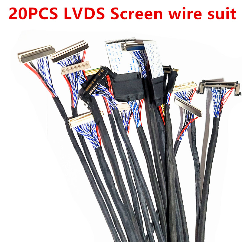 20pc lvds cable kit for 10-65" screen 20P 30P 40P 51P LVDS FPC Commonly used for screen tester LCD r