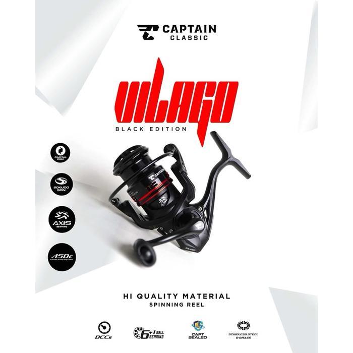 REEL SPINNING CAPTAIN VILAGO POWER HANDLE ONE WAY CLUTCH SHALLOW SPOOL