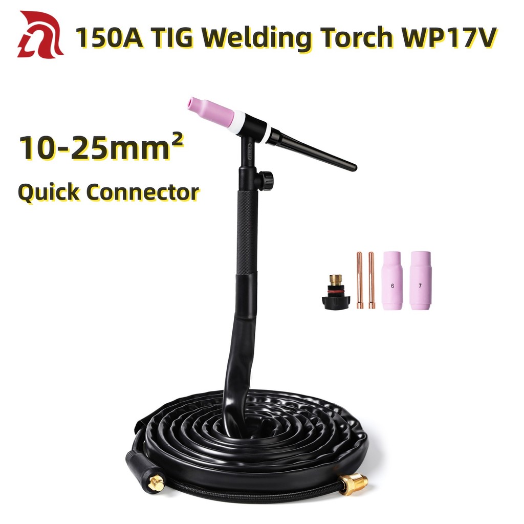 TIG Welding Torch TIG17V Air-Cooled 150A With 4m Cable Quick Connector DKJ 10-25mm² WP17V Lift TIG T