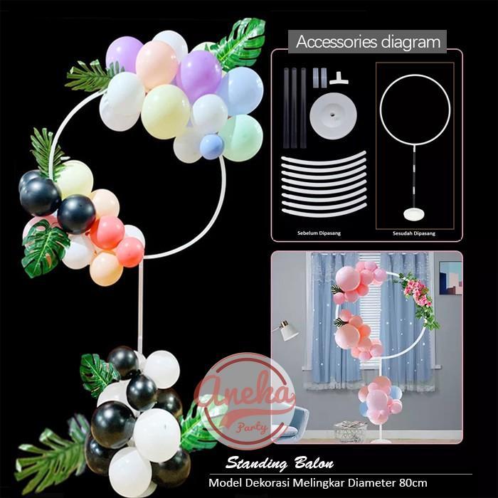 Tiang Dekorasi Balon Bulat Melingkar / Standing Base Balon Holder Ring Bulat / Standing Dekorasi