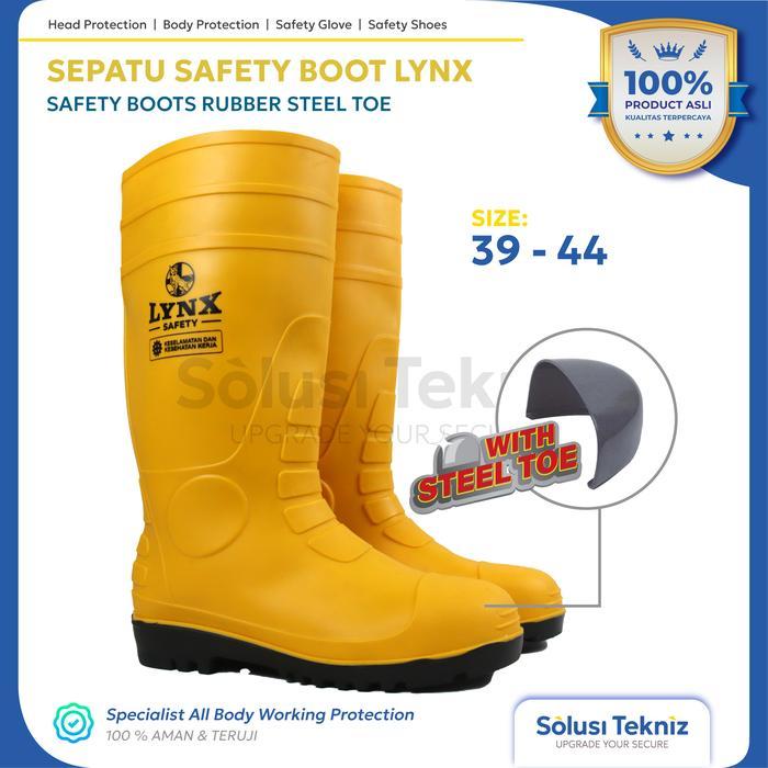 Sepatu Boot Rubber Kuning Safety Proyek Steel Besi Toe Lynx safety gear