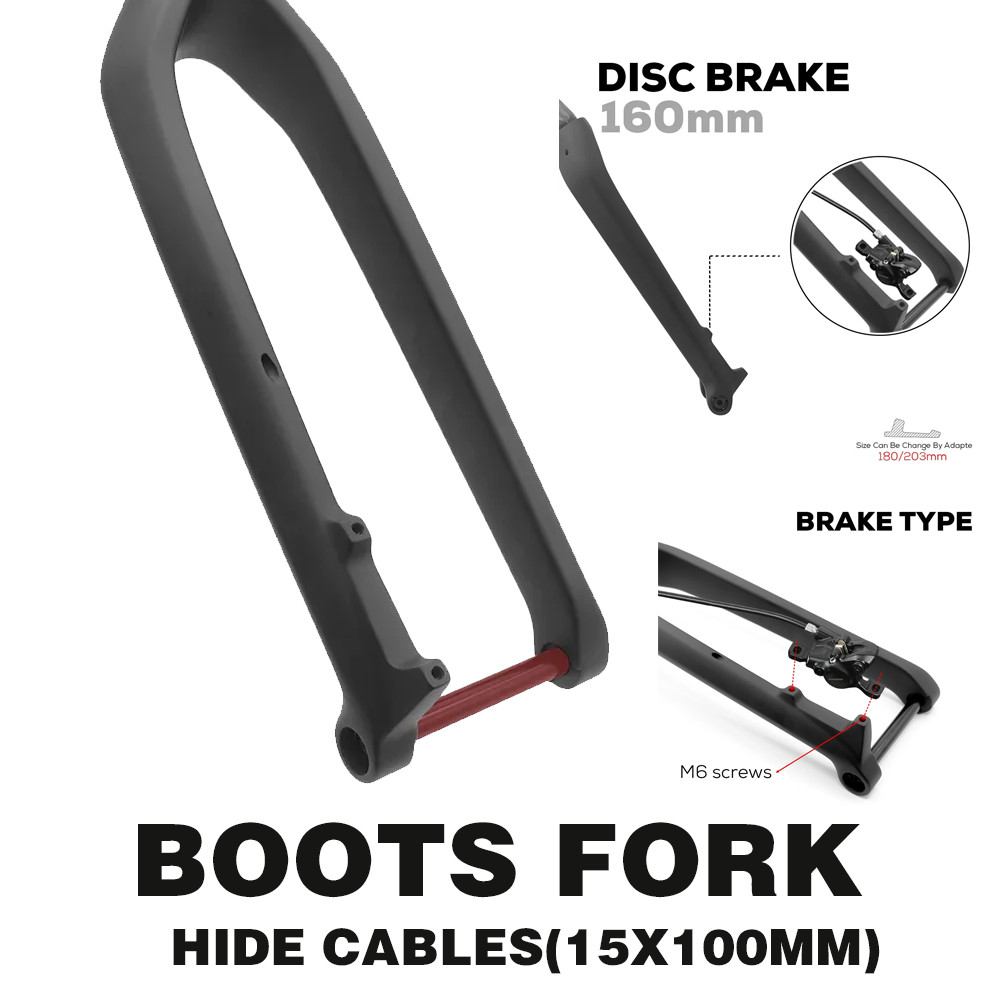 MTB Thru Axle Boost Fork 15*110mm Full Carbon Fiber Bike Front 26"/27.5"/29" Rigid Bicycle Fork