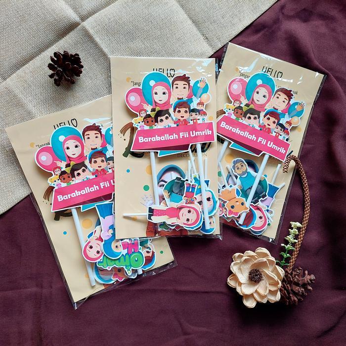 Cake Topper Karakter Omar Hana 1 set / Hiasan Kue Tusukan Kue Tart Ulang Tahun Anak