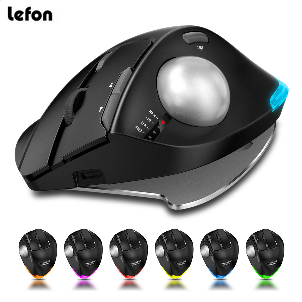 Lefon F33/F26C/F35B Trackball Mouse/ Bluetooth Ergonomic Mouse 2.4G Wireless Rechargeable Rollerball
