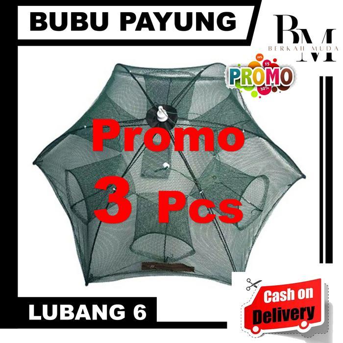 ASLI 3PCS Jaring Bubu Payung Perangkap Ikan Udang Lobster Kepiting Lubang 6 MURAH READY STOCK