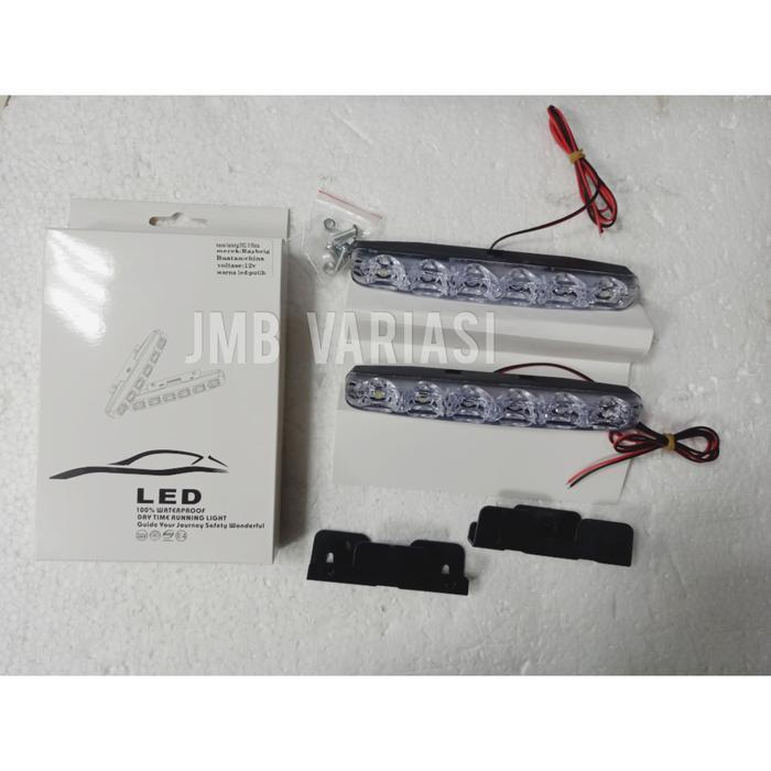 "New" Lampu Drl Mobil 6 Led Putih Drl 6 Mata - 6 Titik