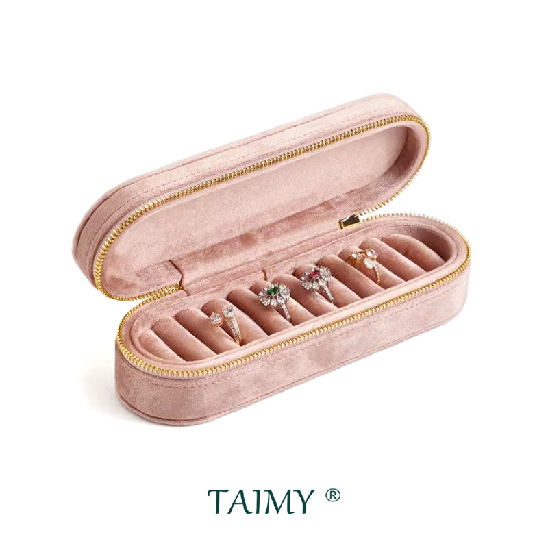 TAIMY Luxury Velvet Jewelry Ring Box Jewelry Tray Velvet Rings Display Packaging Storage Box Custom