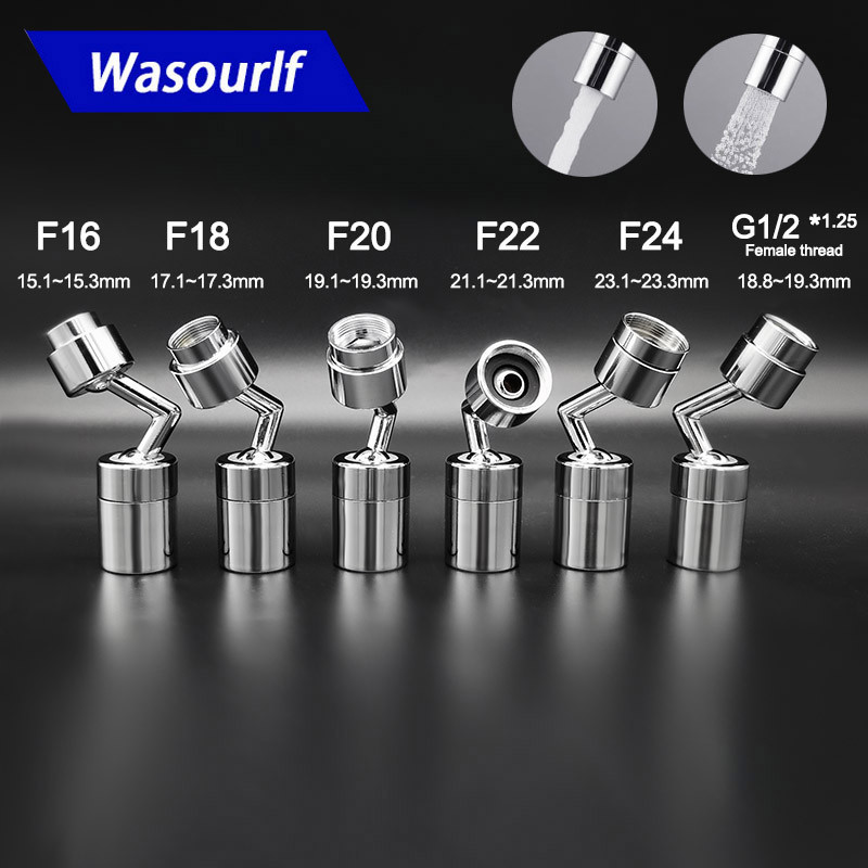 WASOURLF Adjustable 360 Swivel Water Saving Faucet Aerator M22 Two Mode Adapter Male Thread M20