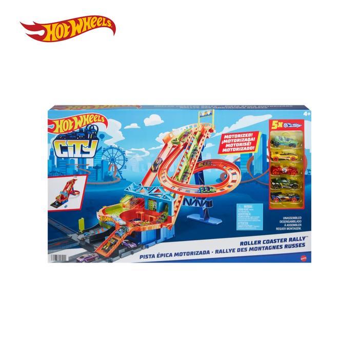 HOT WHEELS CITY ROLLER COASTER RALLY PLAYSET - MAINAN TREK MOBIL BALAP
