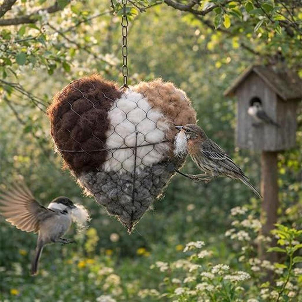 Handmade Fiber Bird Nesting Heart Bird Nesting Heart Outdoor Yard Art Welcoming Nest Outdoor Garden