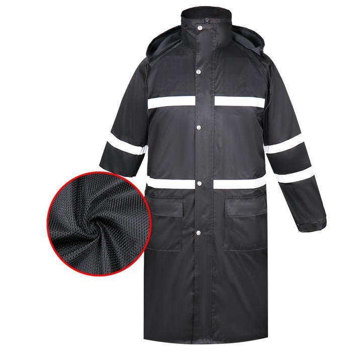 Black Reflective Adult Waterproof Long Raincoat Women Men Rain Coat