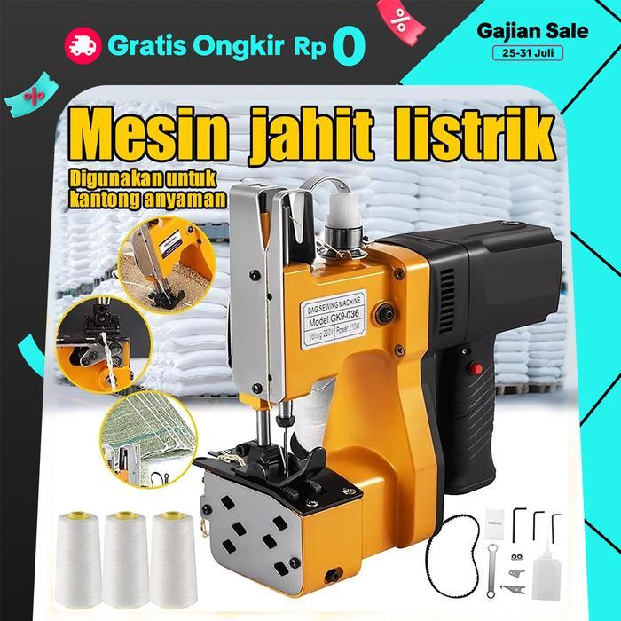 Mesin Jahit Karung Gk9-036 Portable Kecil Integrasi Ekspres Muatan Tanpa Wayar Tas Beras, Sepenuhnya