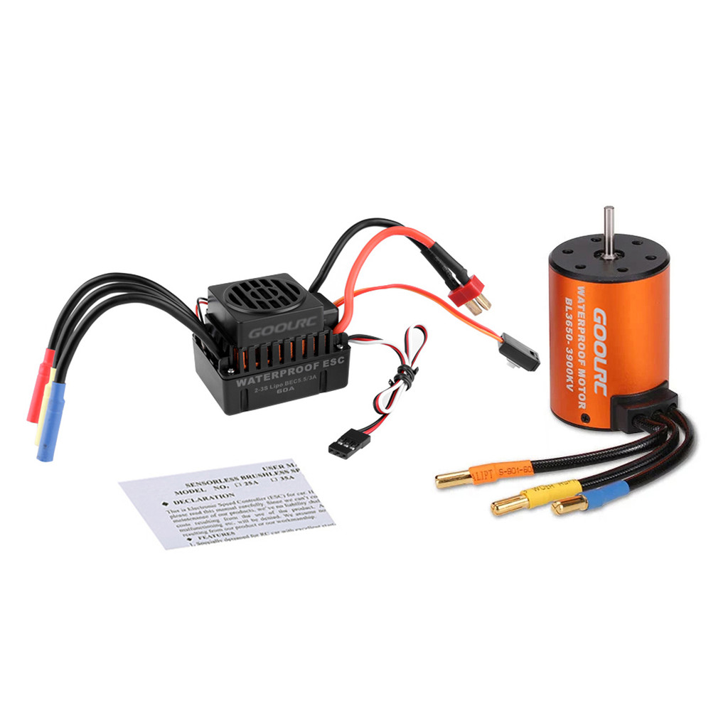 Best Price GoolRC Upgrade Waterproof 3650 3900KV Brushless Motor with 60A ESC Combo Set for 1/10 RC 