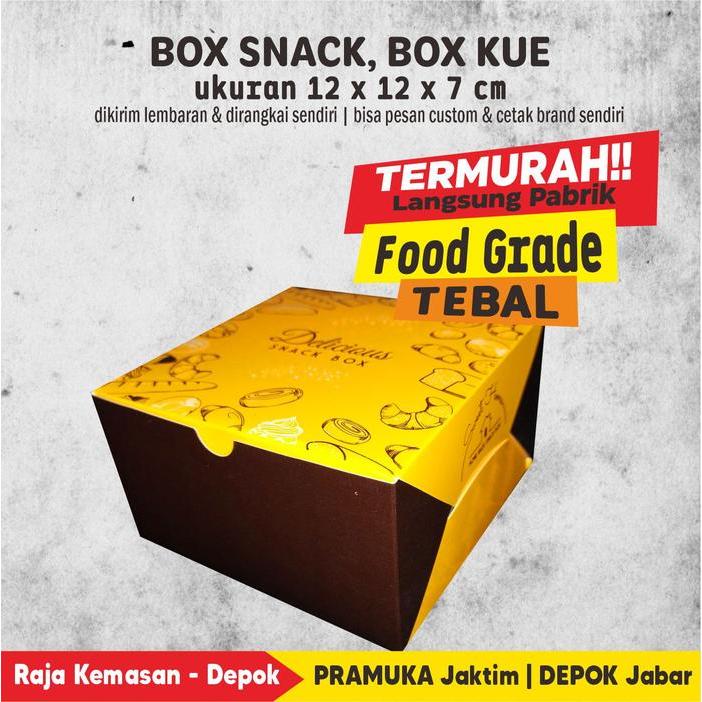 Box Snack 12X12X7 Cm Bahan Ivory Motif Kuning