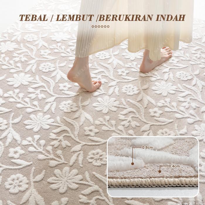 SANHOME Karpet Bulu Lembut Bentuk Bunga (Nyaman untuk Kaki Kosong): Karpet Besar Tebal & Empuk,