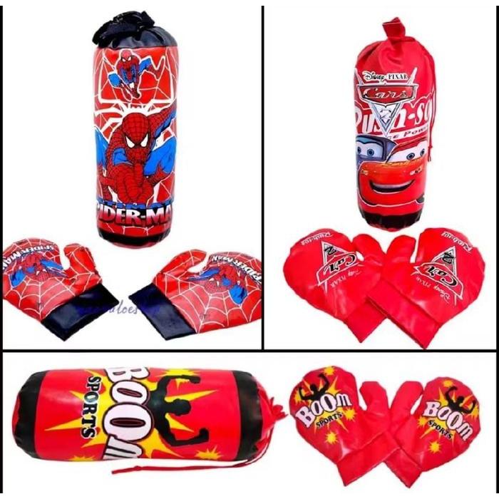 Mainan Anak Laki-laki Tinju Boxing (Samsak Boxing Spiderman & Sarung Tangan) / Tinju Anak Laki Laki