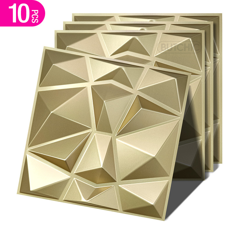 10pcs 30x30cm Champagne gold color 3D Wall Panel Shining Gold 3D Wall Sticker Wedding party