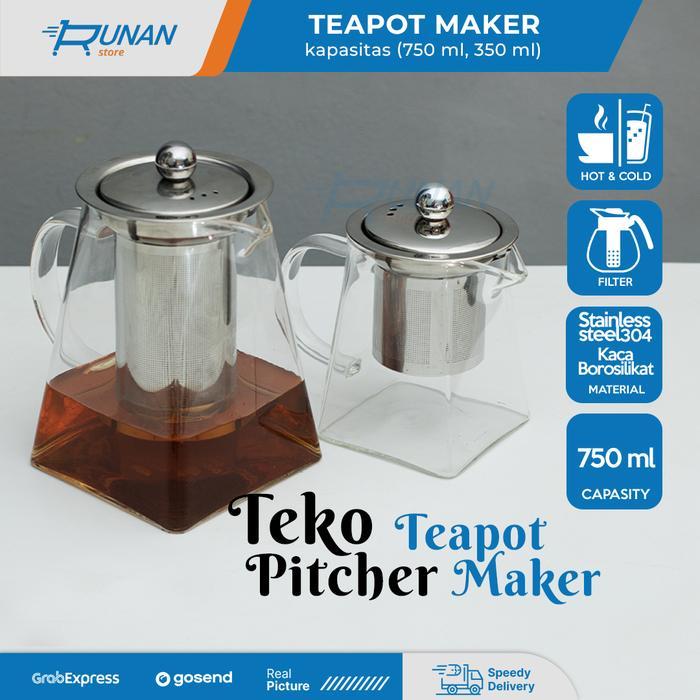 (PROMO RAMADHAN) TEAPOT INFUSER 350 ML - TEKO KACA SARINGAN TEH 350ML TEA POT SERVER PREMIUM
