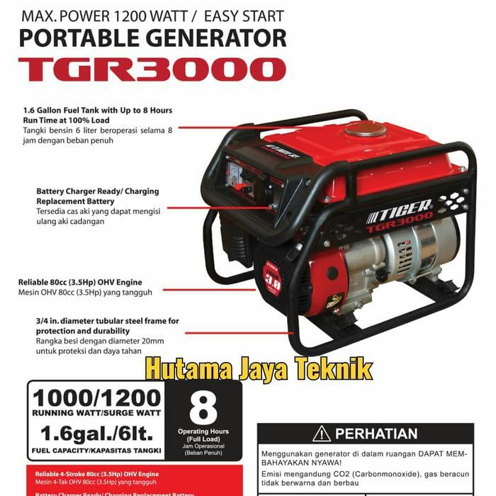 Generator Genset Gasoline Tiger TGR3000 1200watt