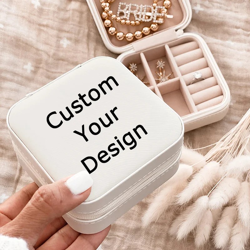 Custom Logo Mini Jewelry Storage Box Bridesmaid Gift Ideas Travel Jewelry Case Customized Birthday