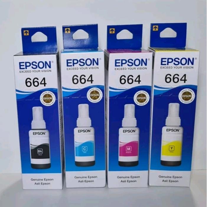 "New" Tinta Epson 664 B,C,Y,M For Printer L110 L210 L220 L120 L310 L360 L850 Kemasan Baru