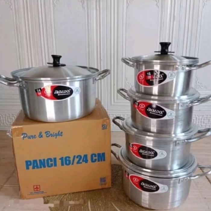 (Cod) 1Set 5Pcs Panci Jawa Aluminium Original Maspion / Panci Set Jawa Lengkap Kitchenware Tbk