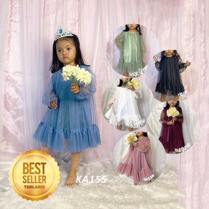 Gaun Warna Burgundy Hitam Putih Denim Dress Tutu Anak Perempuan 3 4 Tahun Baju Pesta Kondangan Mewah
