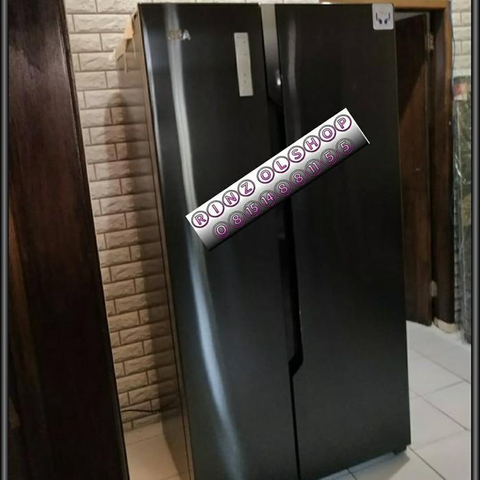 KULKAS SIDE BY SIDE 2 DOOR GEA RC-67WS/ KULKAS 2 PINTU PROMO - Hitam, JABODETABEK