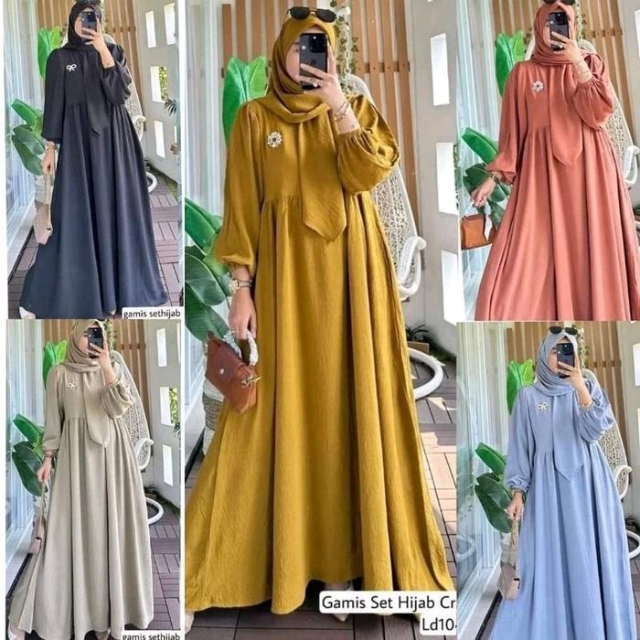 GAMIS JUMBO SET GAMIS SYAR'I BAHAN CRINKLE AIRFLOW PREMIUM