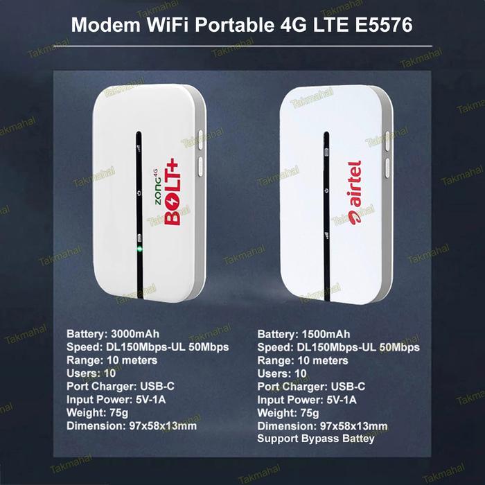 Modem Wifi Portable E5576 Bolt+ Mifi 4G Lte Support All Operator - Logo Bolt+