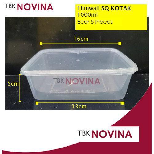 [ECER 5 pieces] Thinwall KOTAK SQUARE BESAR food container box tempat makan plastik kotak nasi