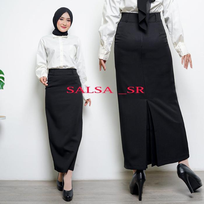 Rok Span Rempel Panjang / Rok Span Panjang / Rok Panjang Polos Hitam Wanita Muslim Tbk