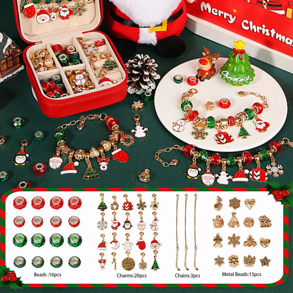 54pcs Charm Bracelet Making Kit with Jewelry Box, Girls Beads for Making Kit with DIY for Birthday