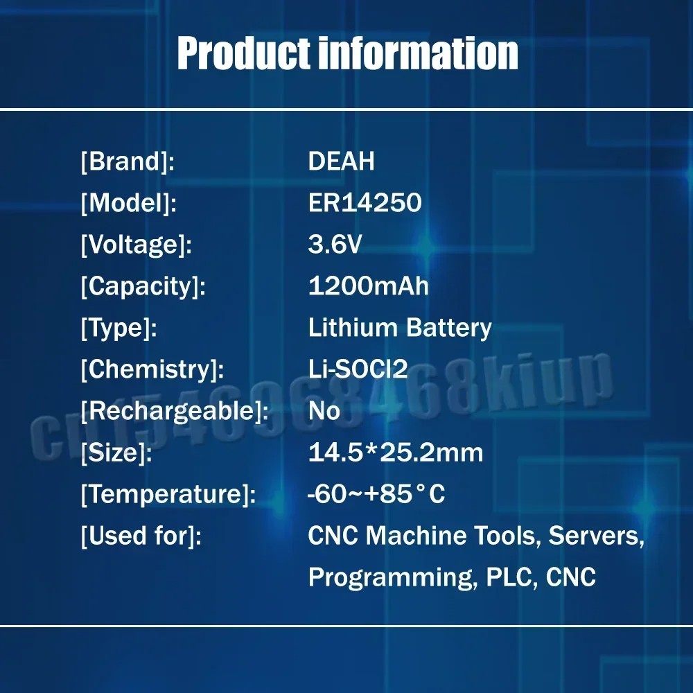 20PCS ER14250 CR14250 SL14250 1/2AA 3.6V 1200mAh Disposable Lithium Battery With Leg For PLC CNC