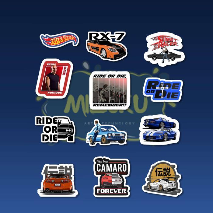 STICKER PACK ANTI AIR ( RACING CAR FAST AND FURIOUS) UNTUK SCRAPBOOK TUMBLER HP LAPTOP MOTOR HELM