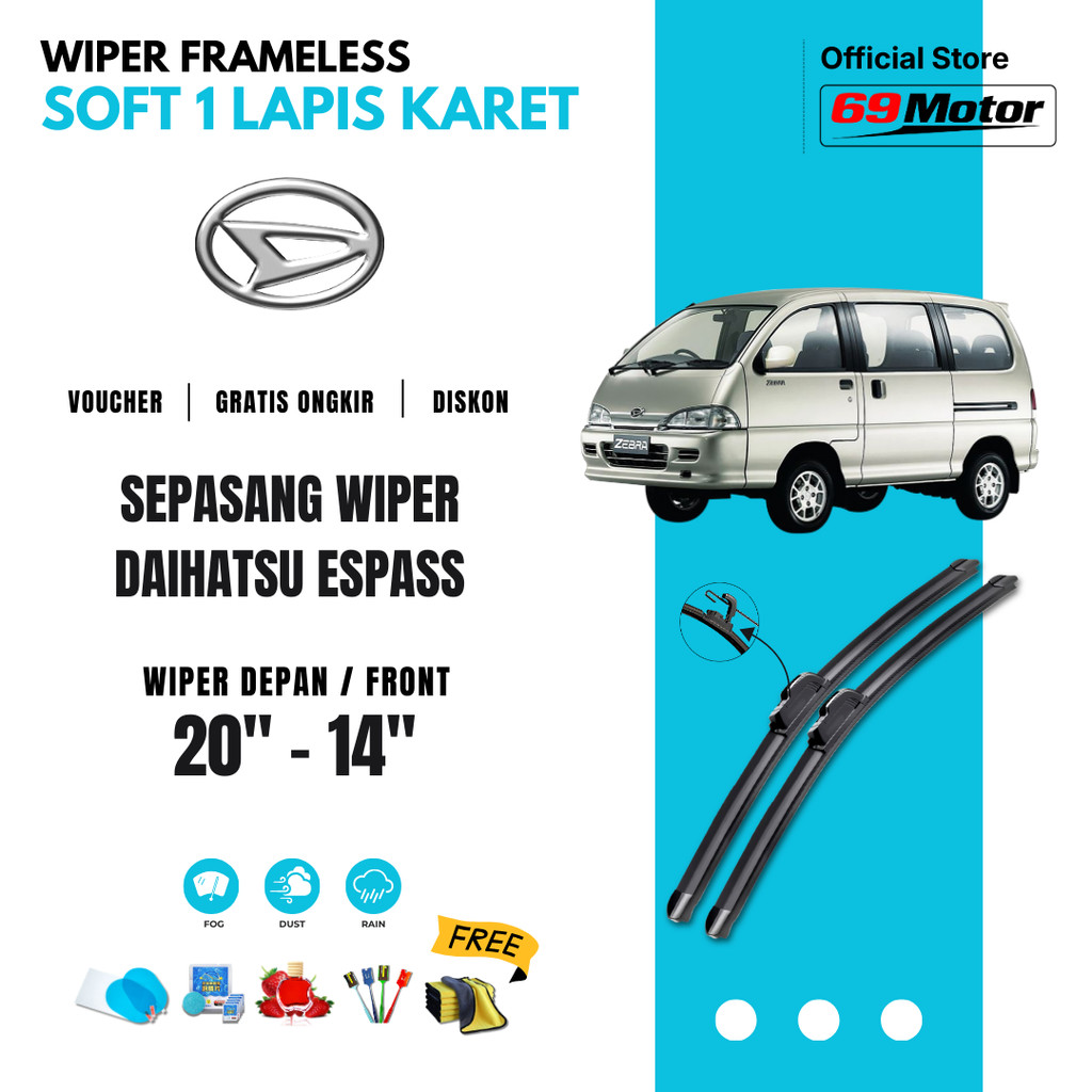 Wiper Daihatsu Espass Frameless Kaca Depan Mobil Free 5 Bonus