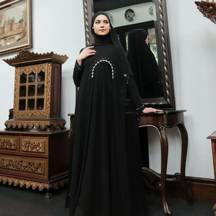 Abaya Hitam Arabian Luna Abaya Elegan Simple Turkey Terbaru 2025 Gamisabaya Ceruty Muslim Abaya