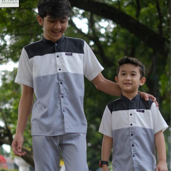 HARIST SETELAN BAJU MUSLIM ANAK LAKI-LAKI LENGAN PENDEK MODERN & ELEGAN KOKO KURTA TURKI BAHAN KATUN