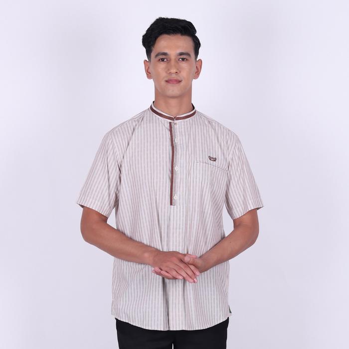 Baju Koko Bhs Cosmo Talhah Putih Coklat